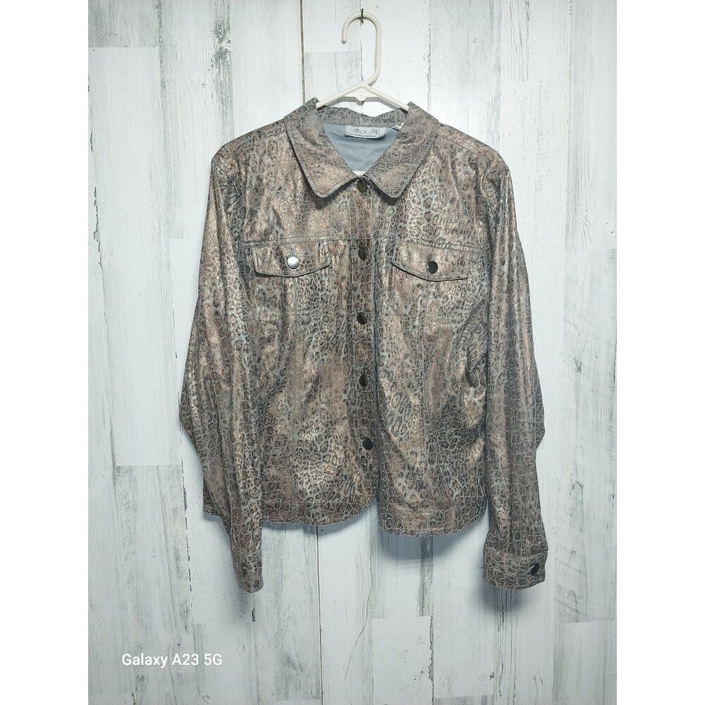 BIRCH HILL Jacket SIZE Large Metallic Animal Print Long Sleeve